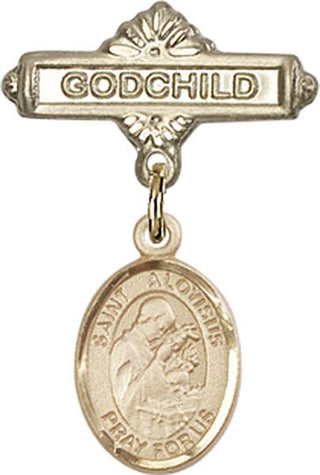 14kt Gold Filled Godchild St. Aloysius Gonzaga Baby Badge - Engravable