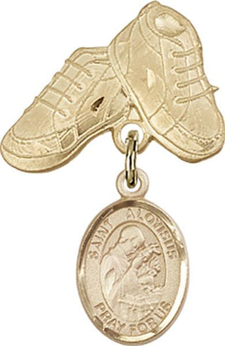 14kt Gold Filled Baby Boots St. Aloysius Gonzaga Baby Badge - Engravable