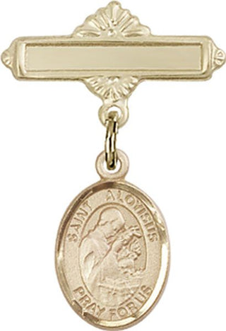 14kt Gold Polished Badge Pin St. Aloysius Gonzaga Baby Badge - Engravable