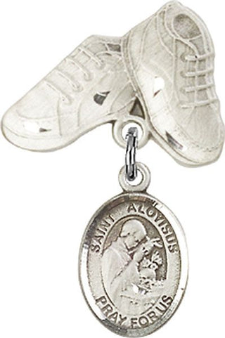 Sterling Silver Baby Boots St. Aloysius Gonzaga Baby Badge - Engravable