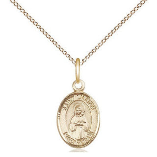 14kt Gold Saint Lillian Medal Engraved Catholic Saint Jewelry