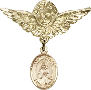 14kt Gold Filled Large Angel w/Wings St. Lillian Baby Badge - Engravable