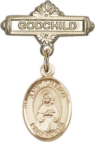 14kt Gold Filled Godchild St. Lillian Baby Badge - Engravable