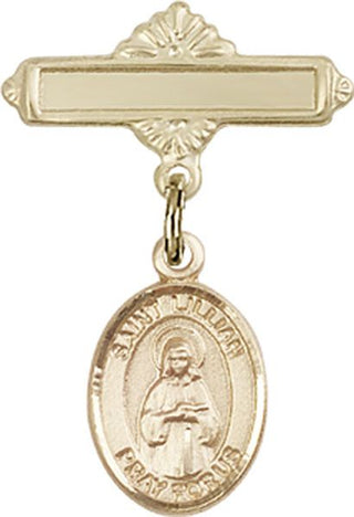 14kt Gold Polished Badge Pin St. Lillian Baby Badge - Engravable