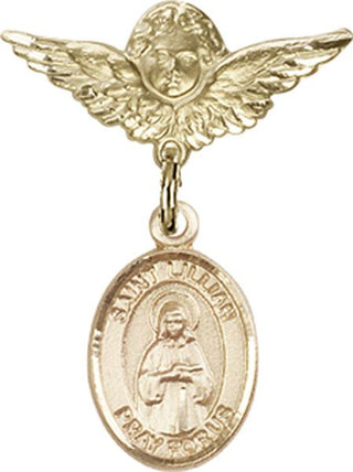 14kt Gold Small Angel w/Wings St. Lillian Baby Badge - Engravable