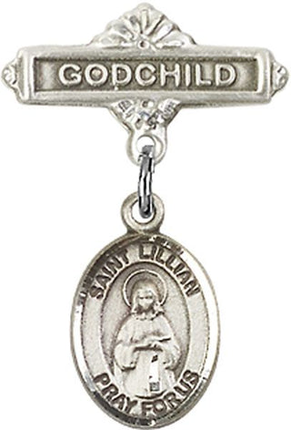 Sterling Silver Godchild St. Lillian Baby Badge - Engravable