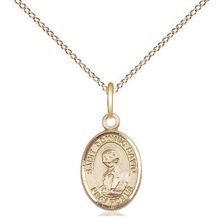 14kt Gold Saint Dominic Savio Medal Engraved Catholic Saint Jewelry