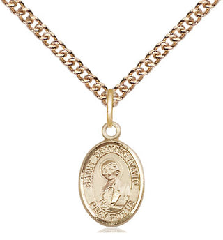14kt Gold Saint Dominic Savio Medal Engraved Catholic Saint Jewelry