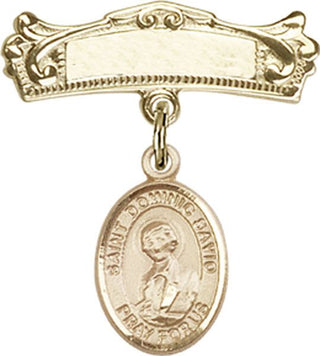 14kt Gold Filled Badge Pin St. Dominic Savio Baby Badge - Engravable