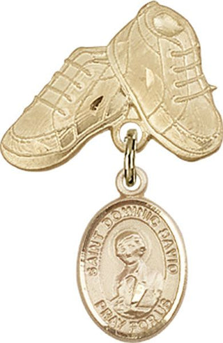 14kt Gold Filled Baby Boots St. Dominic Savio Baby Badge - Engravable