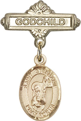 14kt Gold Filled Godchild St. Stephanie Baby Badge - Engravable