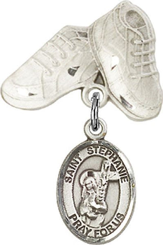 Sterling Silver Baby Boots St. Stephanie Baby Badge - Engravable