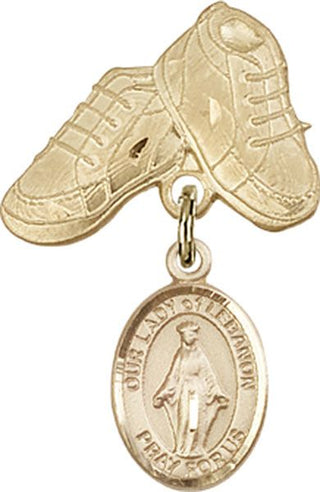 14kt Gold Baby Boots O/L of Lebanon Baby Badge - Engravable