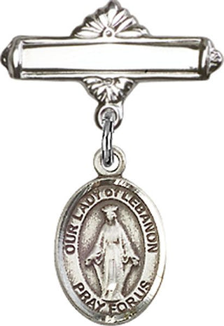 Sterling Silver Polished Badge Pin O/L of Lebanon Baby Badge - Engravable