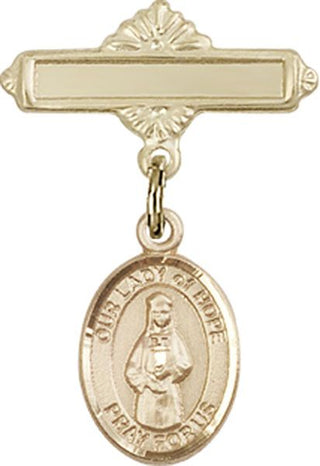 14kt Gold Filled Polished Badge Pin O/L of Hope Baby Badge - Engravable