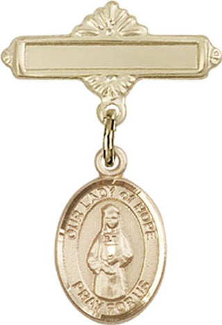 14kt Gold Polished Badge Pin O/L of Hope Baby Badge - Engravable
