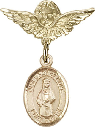 14kt Gold Small Angel w/Wings O/L of Hope Baby Badge - Engravable