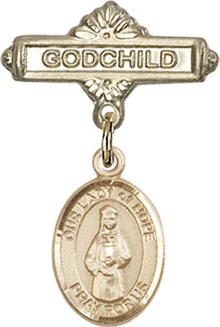14kt Gold Godchild O/L of Hope Baby Badge - Engravable