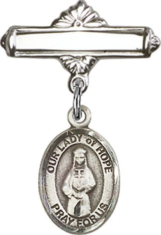 Sterling Silver Polished Badge Pin O/L of Hope Baby Badge - Engravable