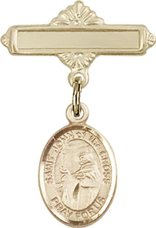 14kt Gold Polished Badge Pin St. John of the Cross Baby Badge - Engravable