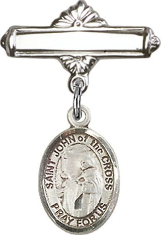 Sterling Silver Polished Badge Pin St. John of the Cross Baby Badge - Engravable