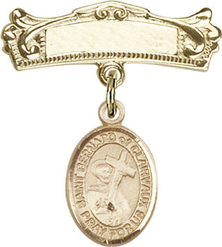 14kt Gold Filled Badge Pin St. Bernard of Clairvaux Baby Badge - Engravable