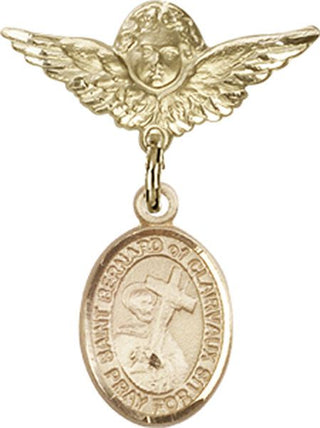 14kt Gold Filled Small Angel w/Wings St. Bernard of Clairvaux Baby Badge - Engravable