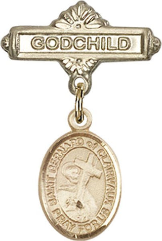 14kt Gold Filled Godchild St. Bernard of Clairvaux Baby Badge - Engravable