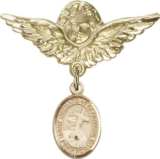 14kt Gold Large Angel w/Wings St. Bernard of Clairvaux Baby Badge - Engravable