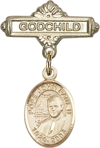 14kt Gold Filled Godchild St. John Paul II Baby Badge