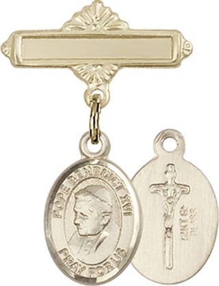 14kt Gold Filled Polished Badge Pin Pope Emeritace  Benedict XVI Baby Badge