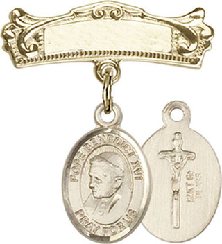 14kt Gold Filled Badge Pin Pope Emeritace  Benedict XVI Baby Badge