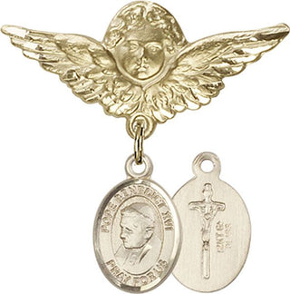 14kt Gold Filled Large Angel w/Wings Pope Emeritace  Benedict XVI Baby Badge