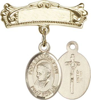14kt Gold Badge Pin Pope Emeritace  Benedict XVI Baby Badge