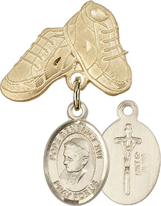 14kt Gold Baby Boots Pope Emeritace  Benedict XVI Baby Badge