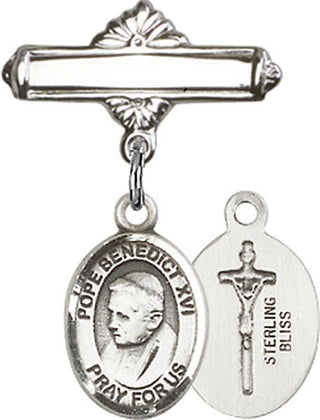 Sterling Silver Polished Badge Pin Pope Emeritace  Benedict XVI Baby Badge