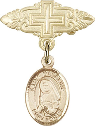 14kt Gold Filled Badge Pin With Cross St. Madeline Sophie Barat Baby Badge - Engravable