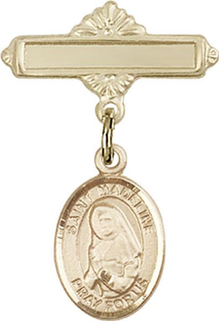 14kt Gold Polished Badge Pin St. Madeline Sophie Barat Baby Badge - Engravable
