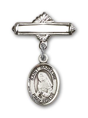 Sterling Silver Polished Badge Pin St. Madeline Sophie Barat Baby Badge - Engravable