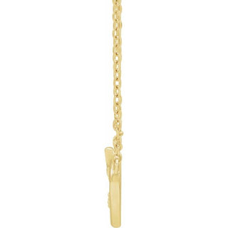 14K Yellow .0025 CT Natural Diamond Heart & Cross 18" Necklace
