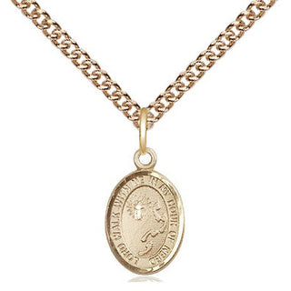 14kt Gold Footprints Cross Medal Engraved Catholic Saint Jewelry