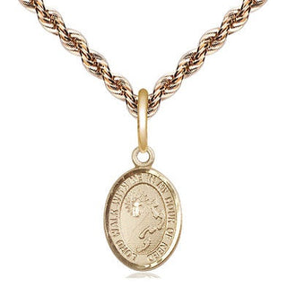 14kt Gold Footprints Cross Medal Engraved Catholic Saint Jewelry