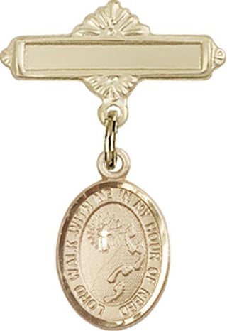 14kt Gold Filled Polished Badge Pin Footprints / Cross Baby Badge - Engravable
