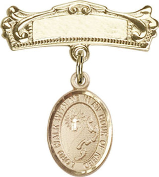 14kt Gold Filled Badge Pin Footprints / Cross Baby Badge - Engravable