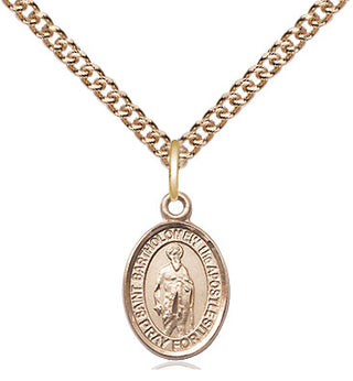 14kt Gold Saint Bartholomew the Apostle Medal Engraved Catholic Saint Jewelry