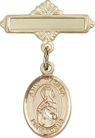 14kt Gold Filled Polished Badge Pin St. Matilda Baby Badge - Engravable