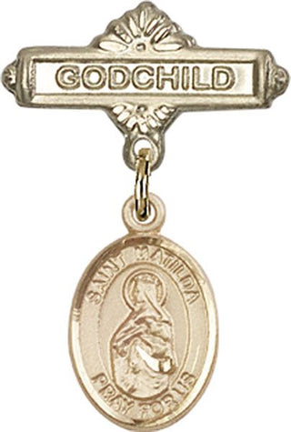 14kt Gold Filled Godchild St. Matilda Baby Badge - Engravable