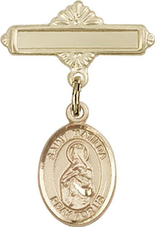 14kt Gold Polished Badge Pin St. Matilda Baby Badge - Engravable