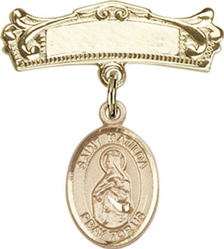 14kt Gold Badge Pin St. Matilda Baby Badge - Engravable