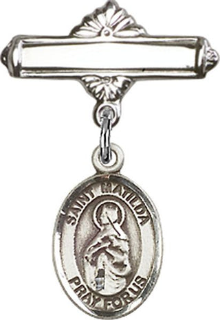 Sterling Silver Polished Badge Pin St. Matilda Baby Badge - Engravable